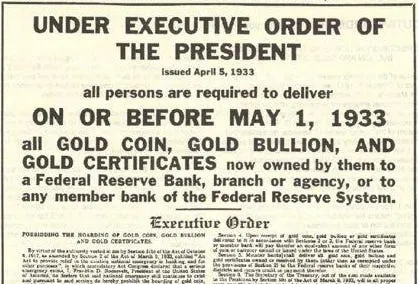 Gold confiscation during the Great Depression